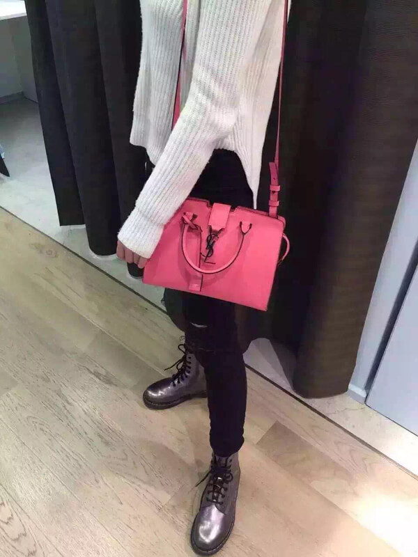 2017新作 サンローランスーパーコピー SAINTLAURENT 未入荷色！CABASピンク×ブラックトート